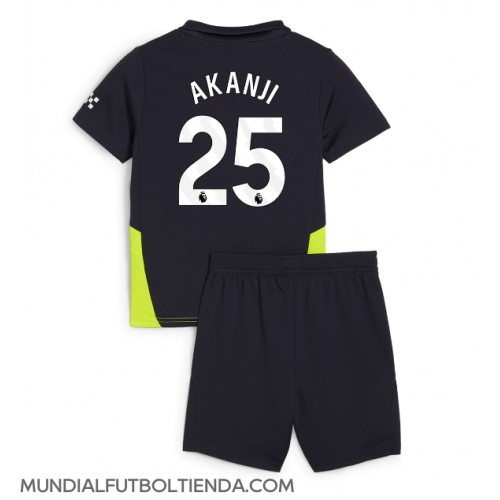 Camiseta Manchester City Manuel Akanji #25 Segunda Equipación Replica 2024-25 para niños mangas cortas (+ Pantalones cortos)